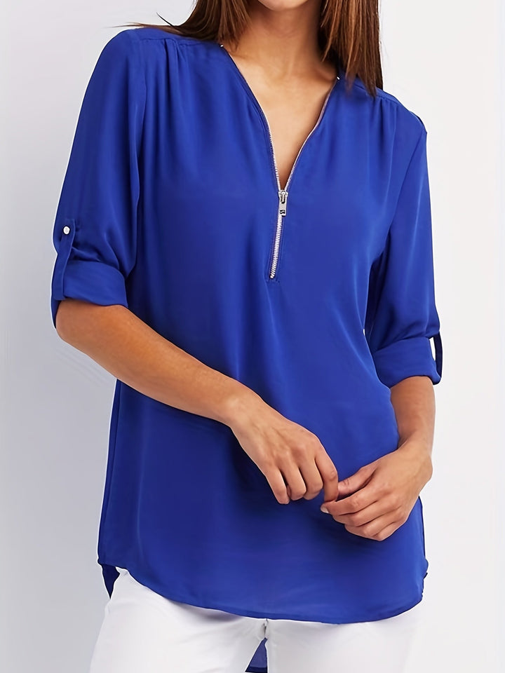 NOLÉ MONTÉLIMAR | BLOUSE À COL EN V ZIP POUR FEMMES