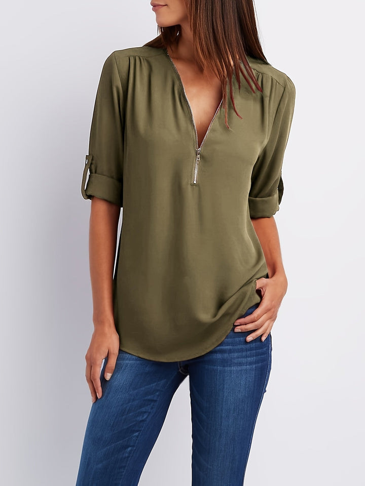 NOLÉ MONTÉLIMAR | BLOUSE À COL EN V ZIP POUR FEMMES