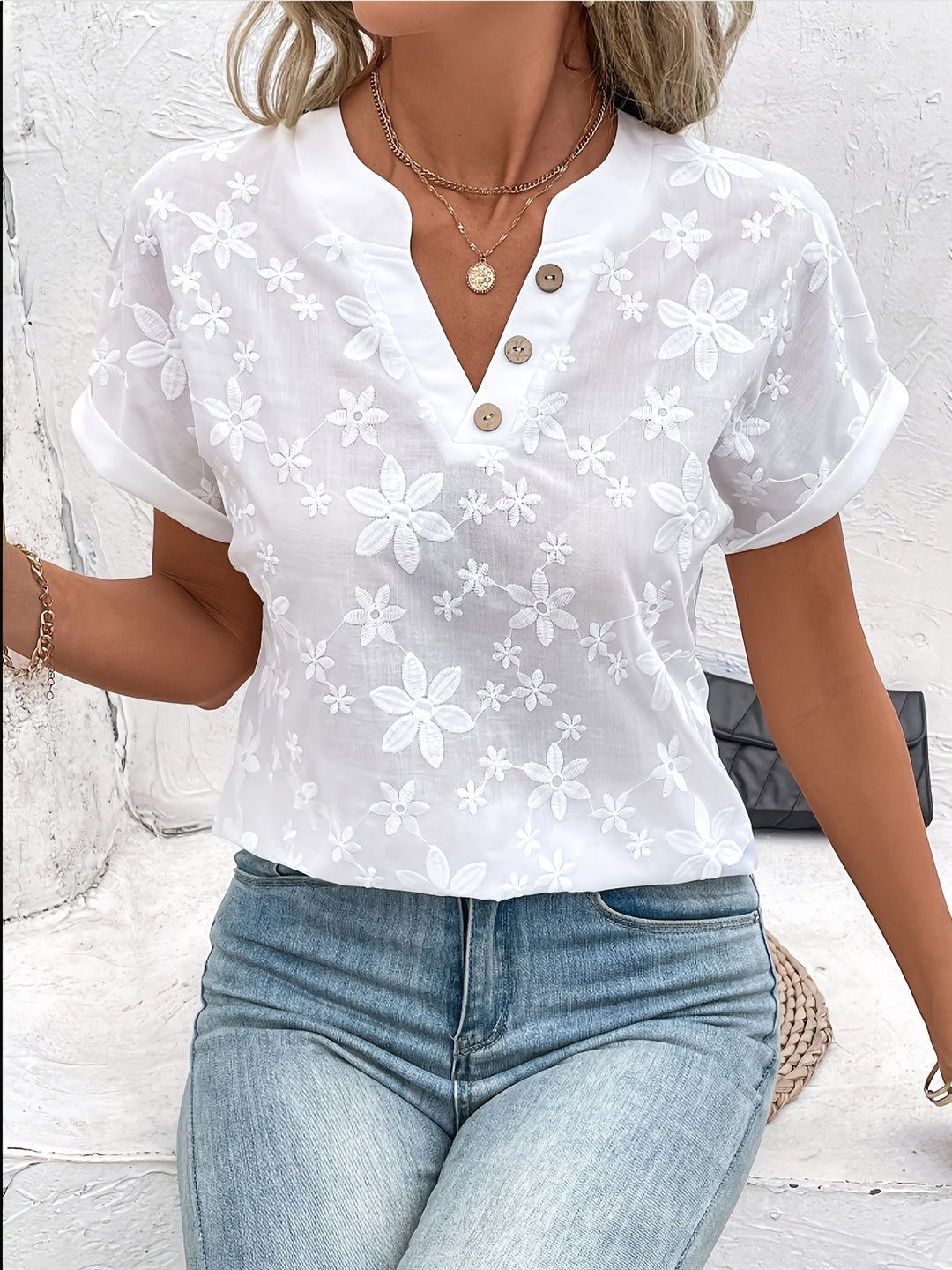 NOLÉ MONTÉLIMAR | BLOUSE FLORALE À COL EN V POUR FEMMES