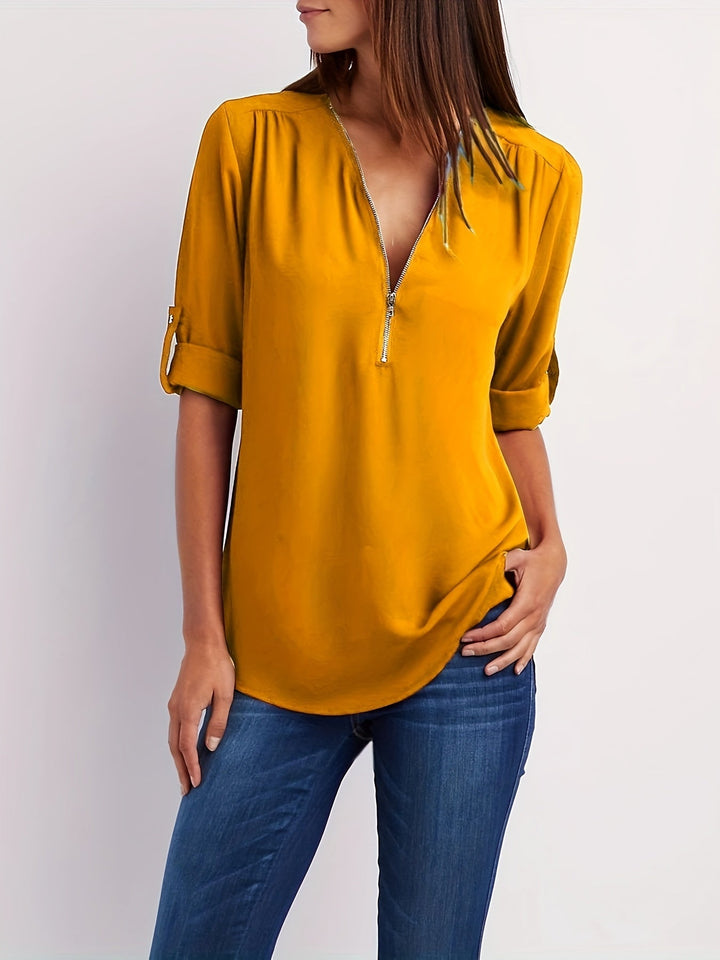 NOLÉ MONTÉLIMAR | BLOUSE À COL EN V ZIP POUR FEMMES