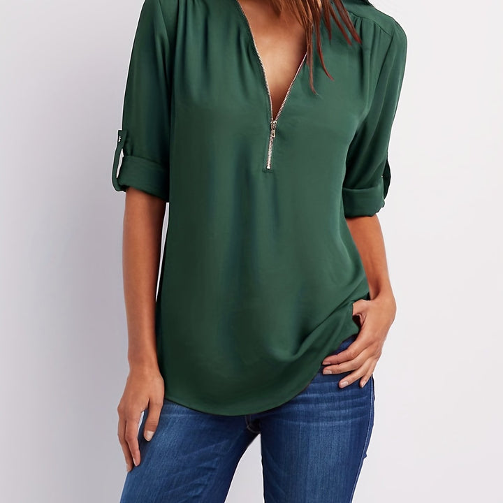 NOLÉ MONTÉLIMAR | BLOUSE À COL EN V ZIP POUR FEMMES