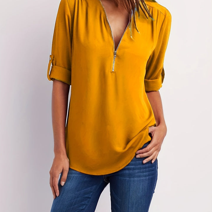 NOLÉ MONTÉLIMAR | BLOUSE À COL EN V ZIP POUR FEMMES
