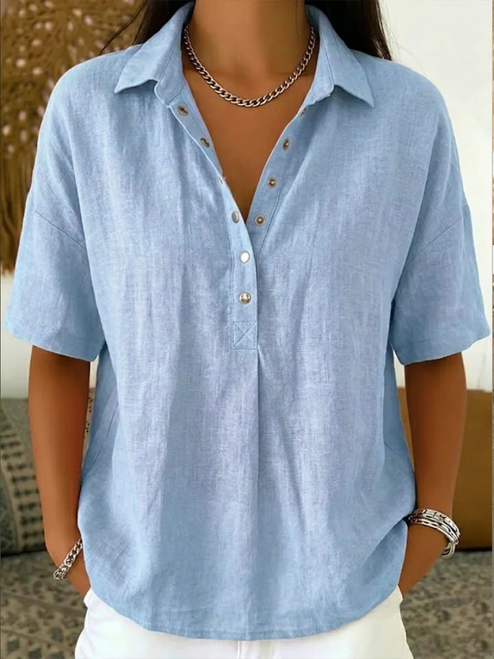 NOLÉ MONTÉLIMAR | BLOUSE À COL EN V AVEC BOUTONS POUR FEMMES