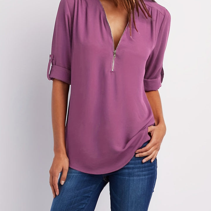 NOLÉ MONTÉLIMAR | BLOUSE À COL EN V ZIP POUR FEMMES