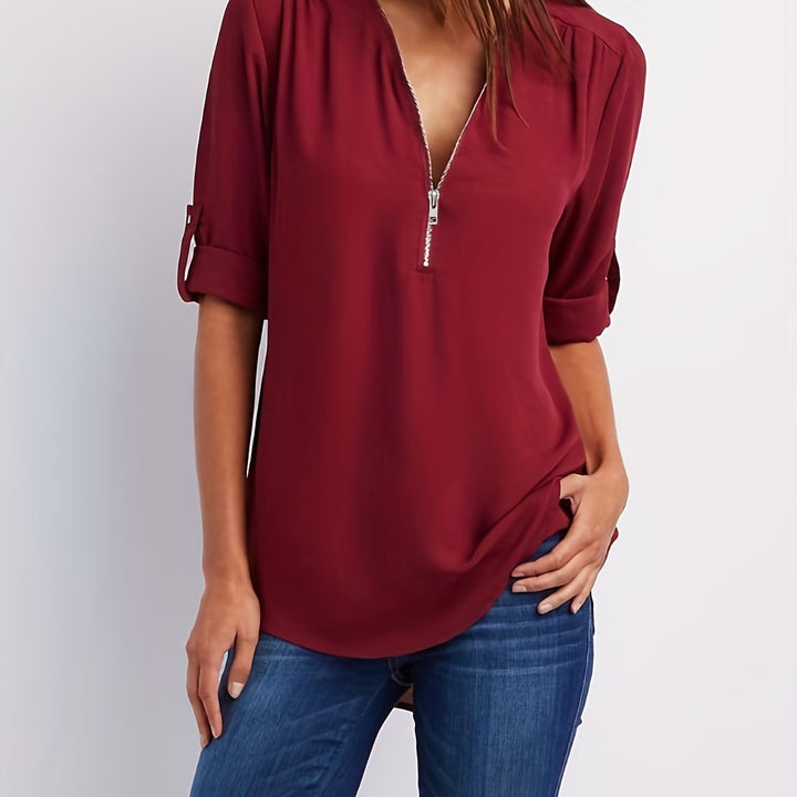 NOLÉ MONTÉLIMAR | BLOUSE À COL EN V ZIP POUR FEMMES