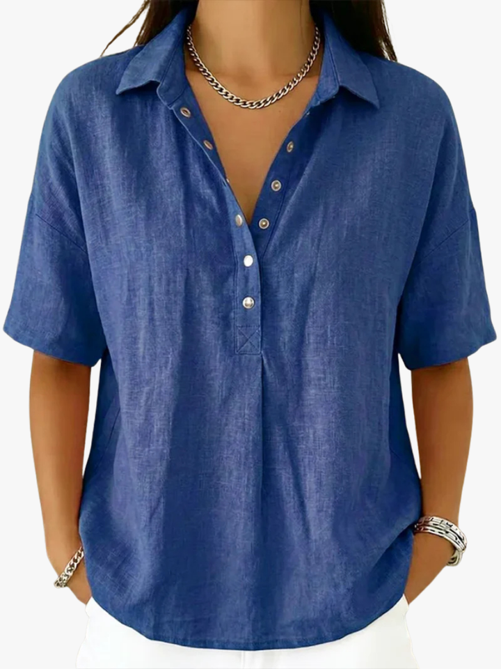 NOLÉ MONTÉLIMAR | BLOUSE À COL EN V AVEC BOUTONS POUR FEMMES