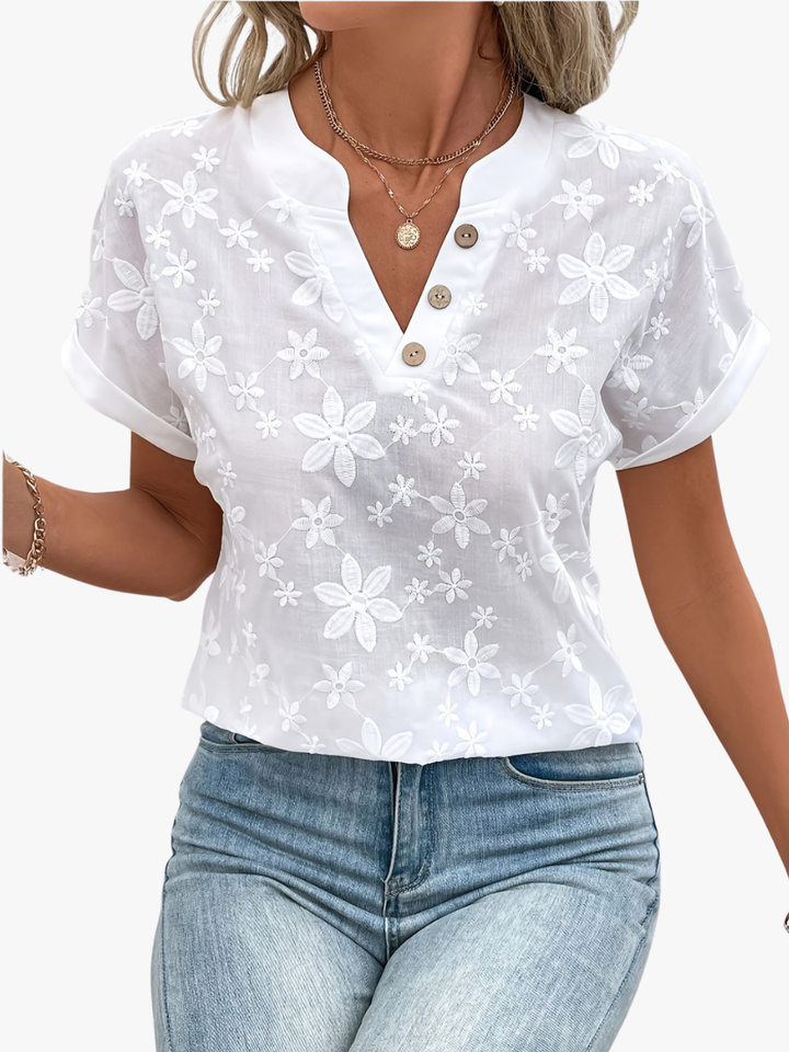 NOLÉ MONTÉLIMAR | BLOUSE FLORALE À COL EN V POUR FEMMES