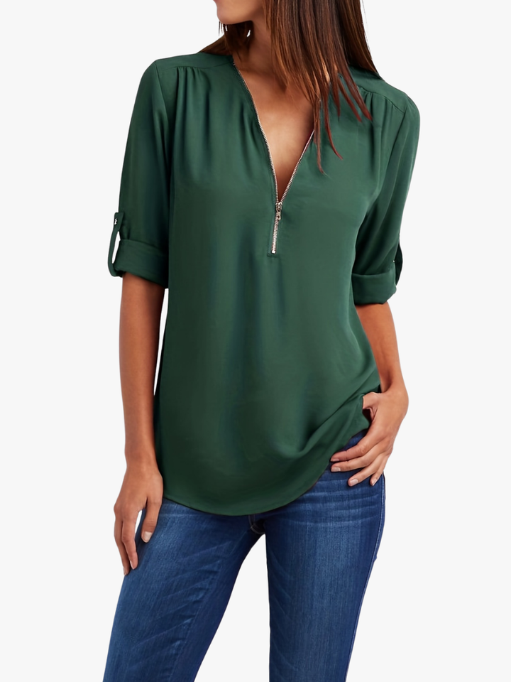 NOLÉ MONTÉLIMAR | BLOUSE À COL EN V ZIP POUR FEMMES