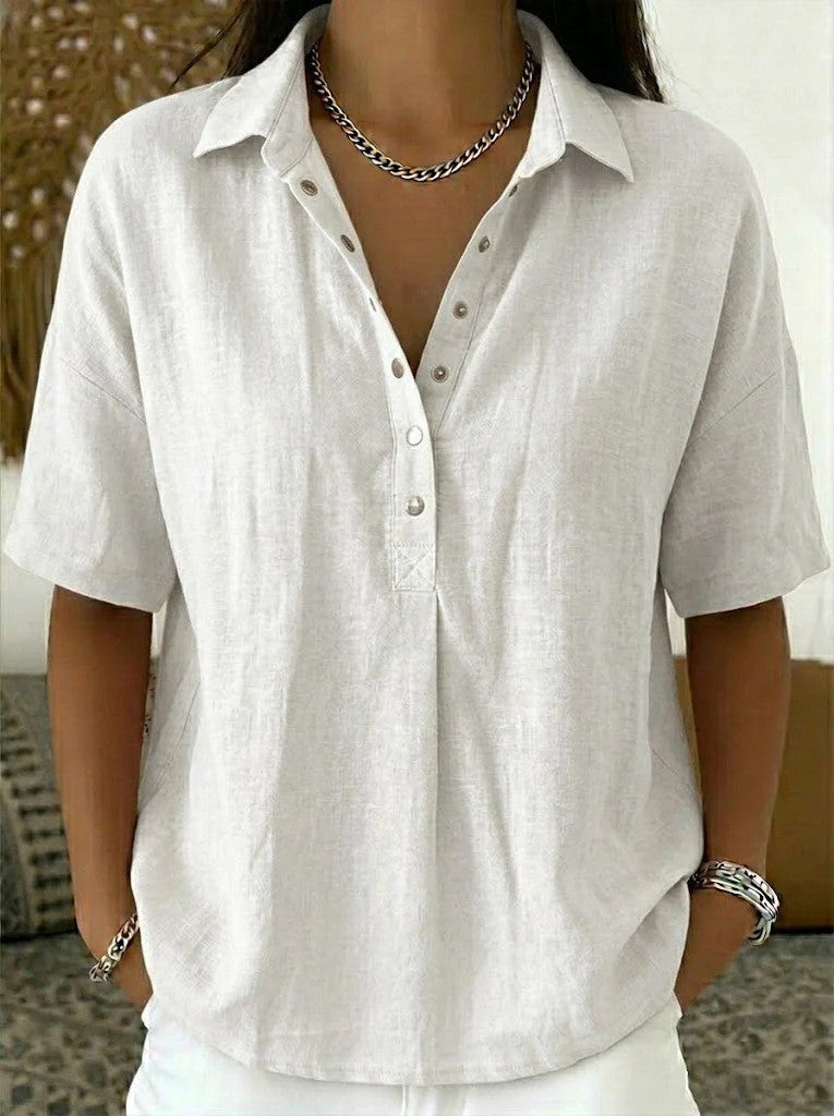 NOLÉ MONTÉLIMAR | BLOUSE À COL EN V AVEC BOUTONS POUR FEMMES