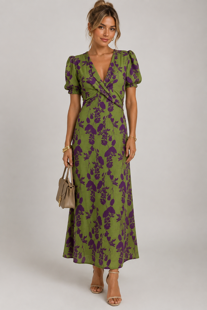 NOLÉ MONTÉLIMAR | ROBE MIDI ENVELOPPE ÉLÉGANTE POUR FEMMES