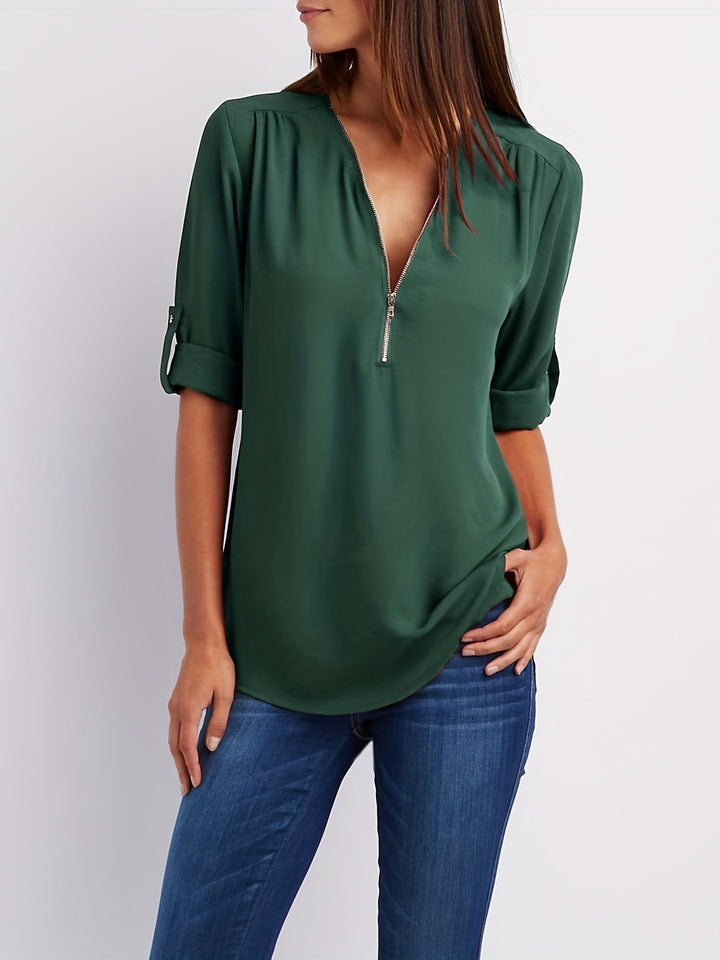 NOLÉ MONTÉLIMAR | BLOUSE À COL EN V ZIP POUR FEMMES