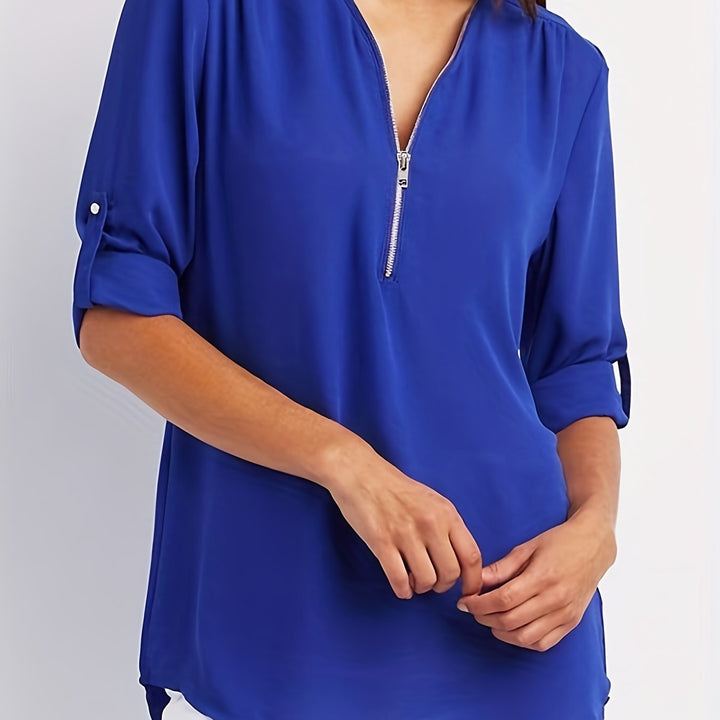 NOLÉ MONTÉLIMAR | BLOUSE À COL EN V ZIP POUR FEMMES